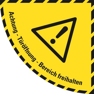 Bodenschild 1 4 Kreise Achtung, Türöffnungsbereich sauber halten